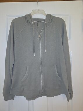 Calvin Klein Green/Gray Zip-Up Hoodie Sweater for Women